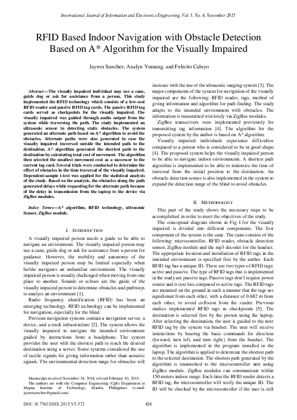 (PDF) RFID Based Indoor Navigation with Obstacle Detection Based on A* ...