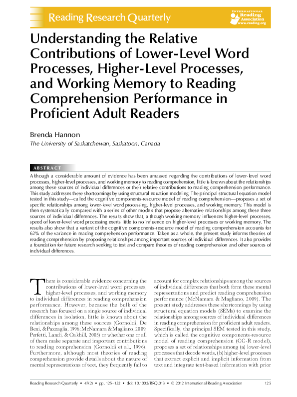 (PDF) Understanding the Relative Contributions of Lower-Level Word ...