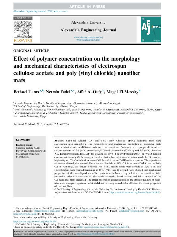 (PDF) Effect of polymer concentration on morphology, dielectric and ...