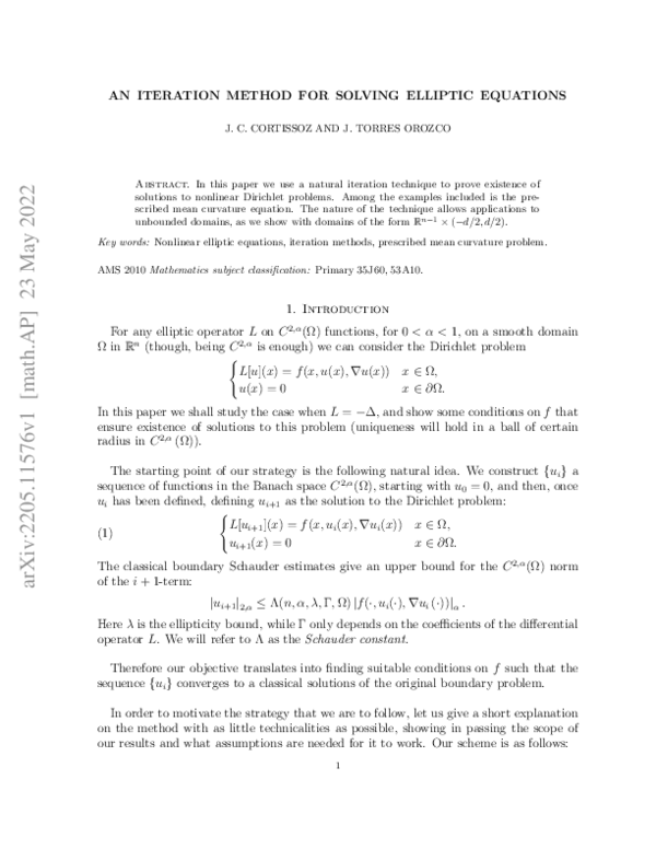 (PDF) An Iteration Method for Solving Elliptic Equations