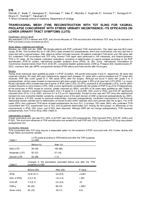 (PDF) Transvaginal mesh (TVM) reconstruction with TOT sling for vaginal ...