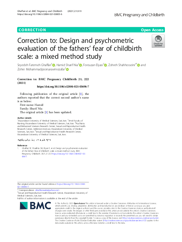 (PDF) Correction to: Design and psychometric evaluation of the fathers ...