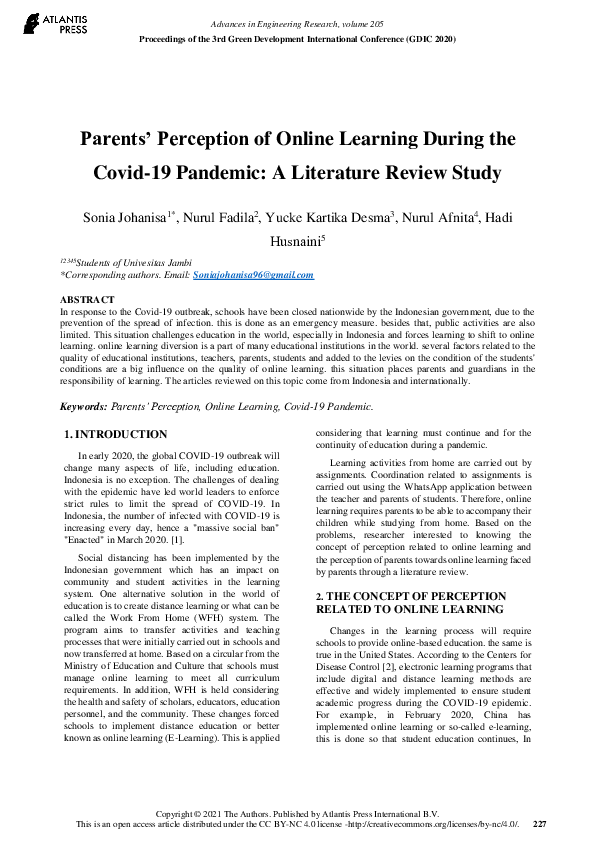 (PDF) Parents’ Perception of Online Learning During the Covid-19 ...