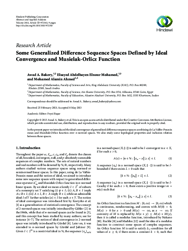 (PDF) Some Generalized Difference Sequence Spaces Defined by Ideal ...
