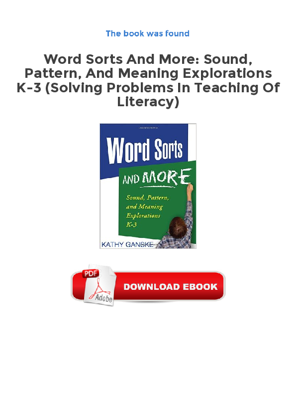 (PDF) Word Sorts and More: Sound, Pattern, and Meaning Explorations K-3