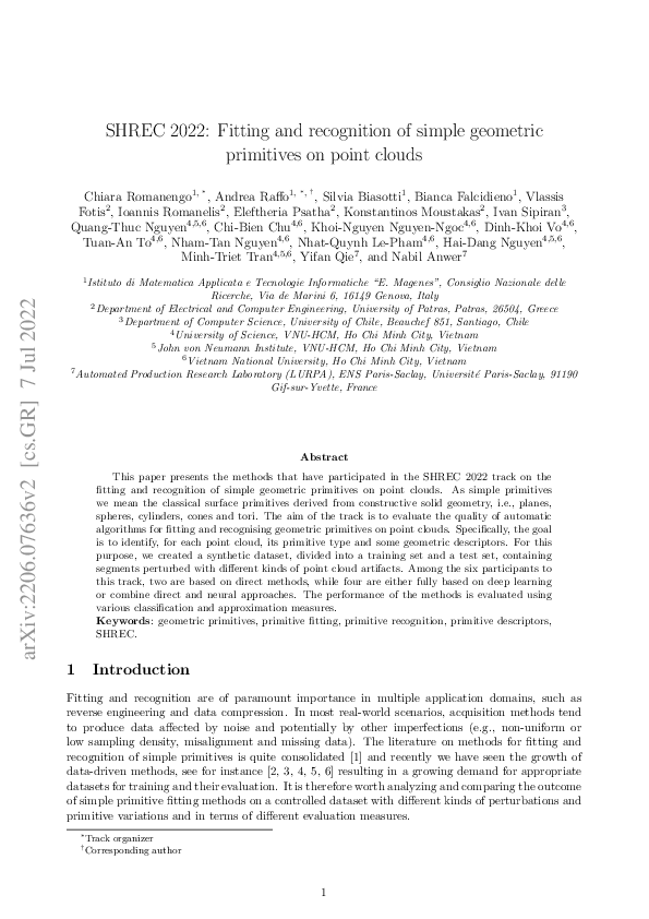 (PDF) SHREC 2022: Fitting and recognition of simple geometric ...