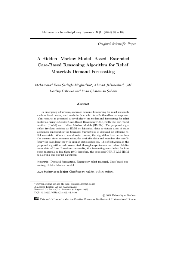 (PDF) A Hidden Markov Model Based Extended Case-Based Reasoning ...