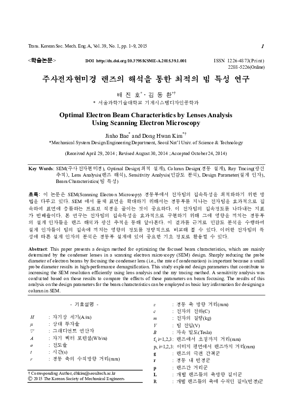 (PDF) Optimal Electron Beam Characteristics by Lenses Analysis Using