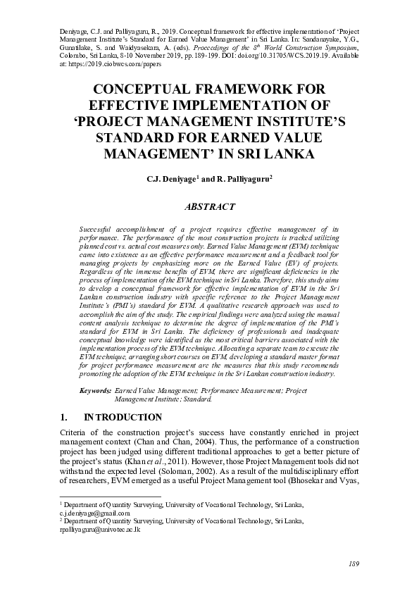 (PDF) Conceptual framework for effective implementation of ‘project ...