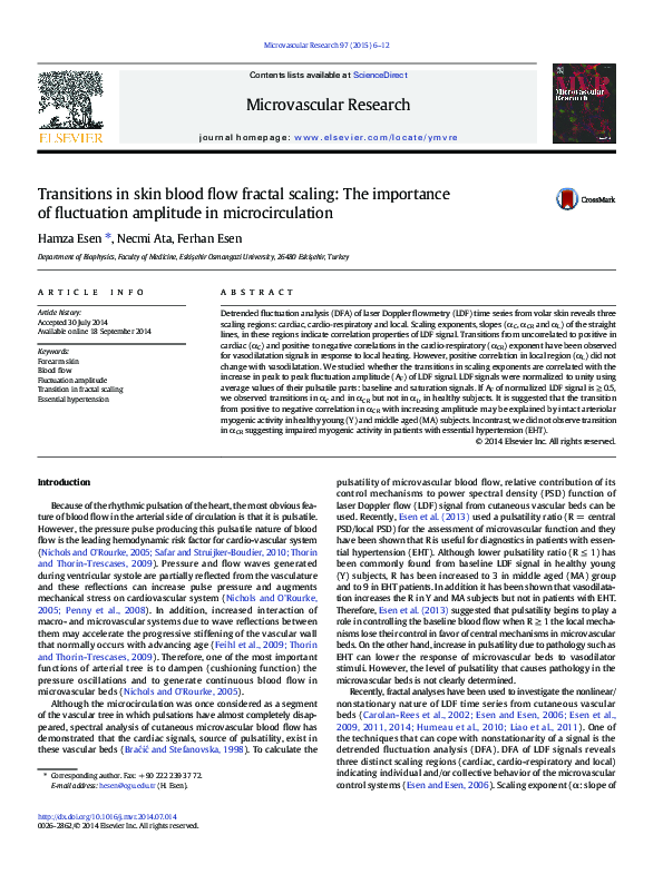 (PDF) Transitions in skin blood flow fractal scaling: The importance of ...