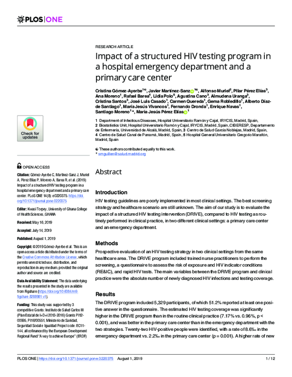 (PDF) Impact of a structured HIV testing program in a hospital ...