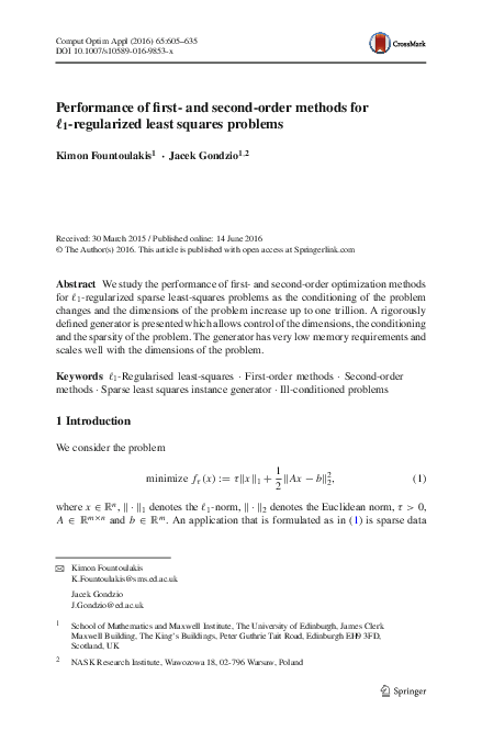 (PDF) Performance of first- and second-order methods for -regularized ...