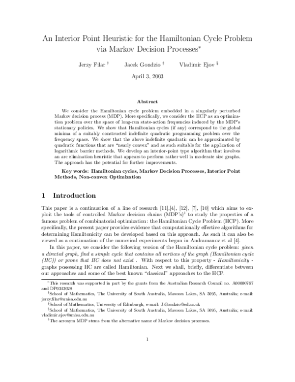 (PDF) An Interior Point Heuristic for the Hamiltonian Cycle Problem via ...
