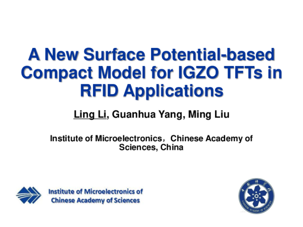 (PDF) A new surface potential-based compact model for a-IGZO TFTs in ...