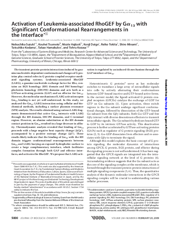 (PDF) Activation of Leukemia-associated RhoGEF by Gα13 with Significant ...