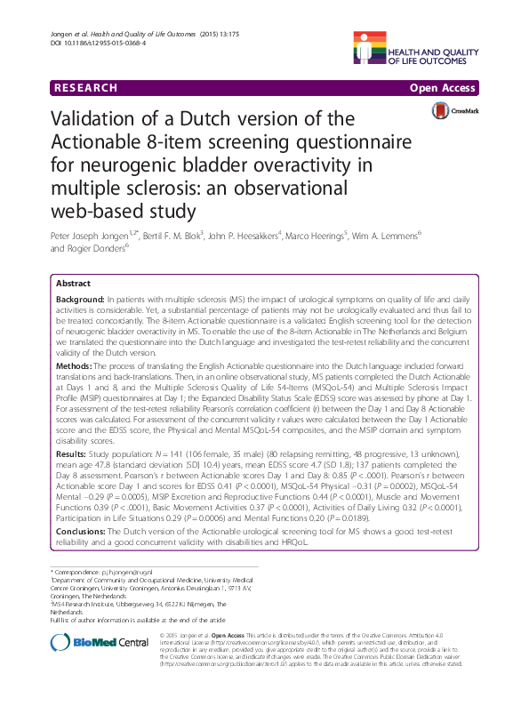 (PDF) Validation of a Dutch version of the Actionable 8-item screening ...