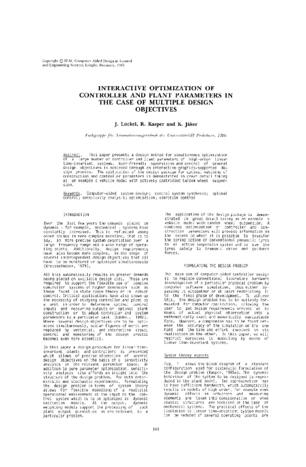 (PDF) Interactive Optimization of Controller and Plant Parameters in ...