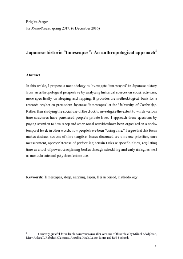 (PDF) Japanese Historic “Timescapes”: An Anthropological Approach