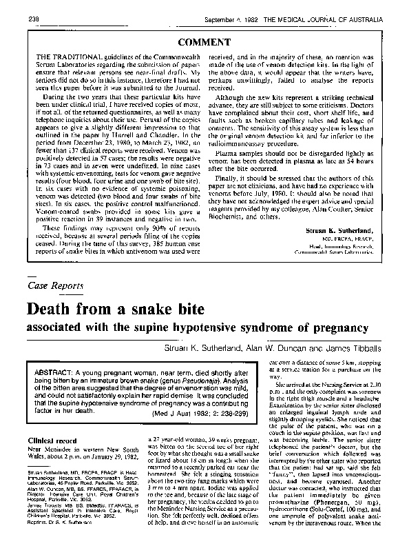 (PDF) Death from a snake bite