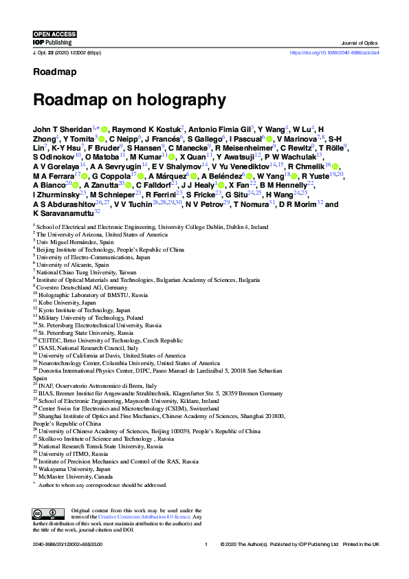 (PDF) Roadmap on holography