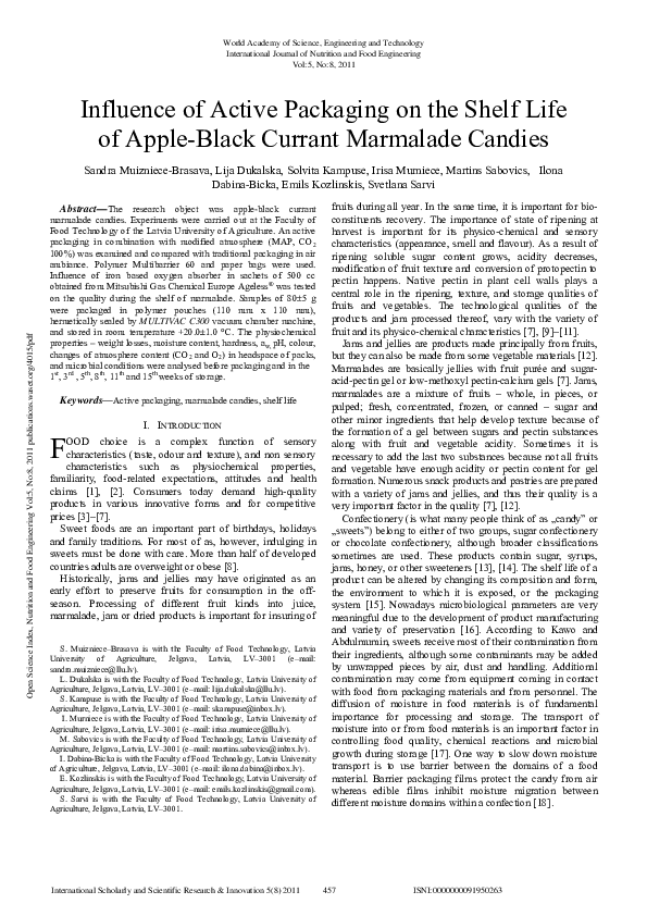 (PDF) Influence Of Active Packaging On The Shelf Life Of Apple-Black ...