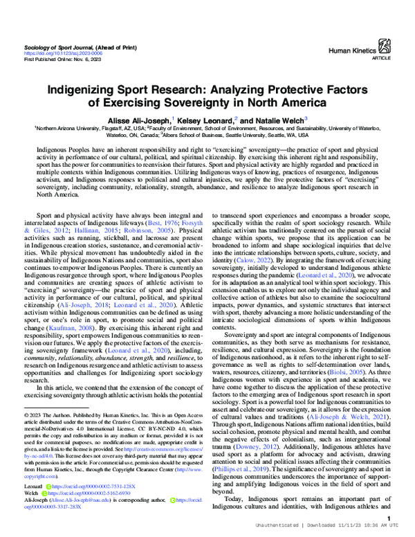(PDF) Indigenizing Sport Research: Analyzing Protective Factors of ...