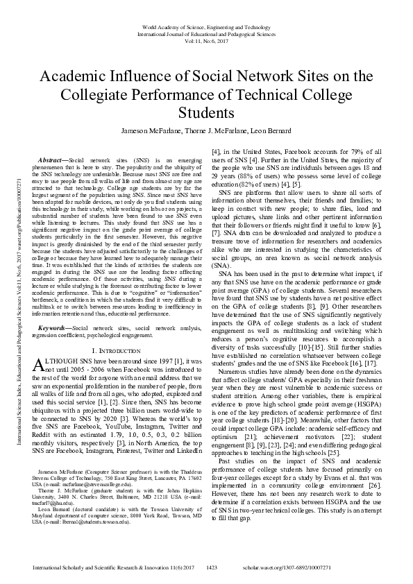 (PDF) Academic Influence of Social Network Sites on the Collegiate ...
