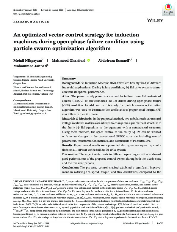 (PDF) An optimized vector control strategy for induction machines ...