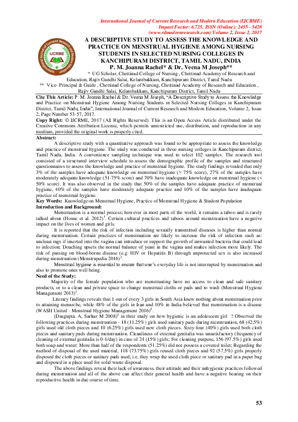 (PDF) A Descriptive Study To Assess The Knowledge And Practice On ...