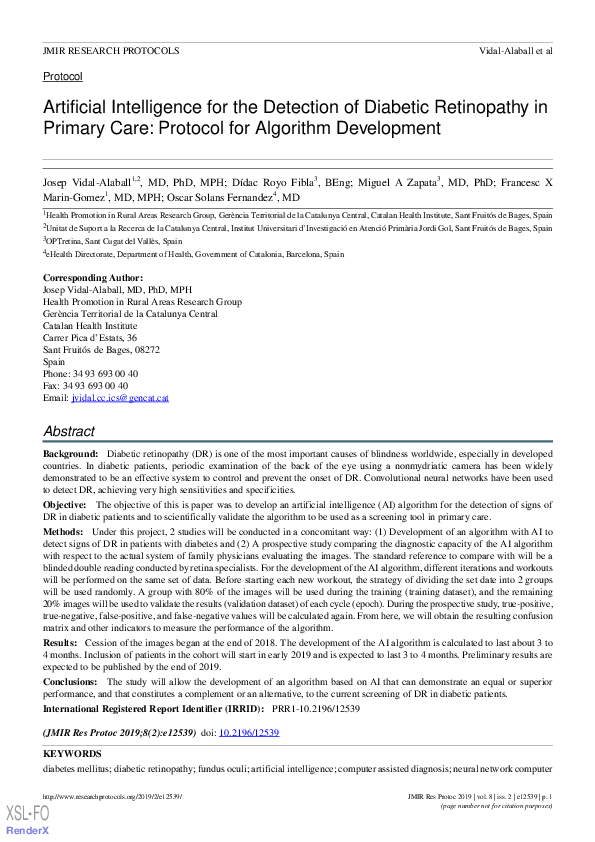 (PDF) Artificial Intelligence for the Detection of Diabetic Retinopathy ...