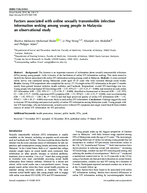 (PDF) Factors associated with online sexually transmissible infection ...
