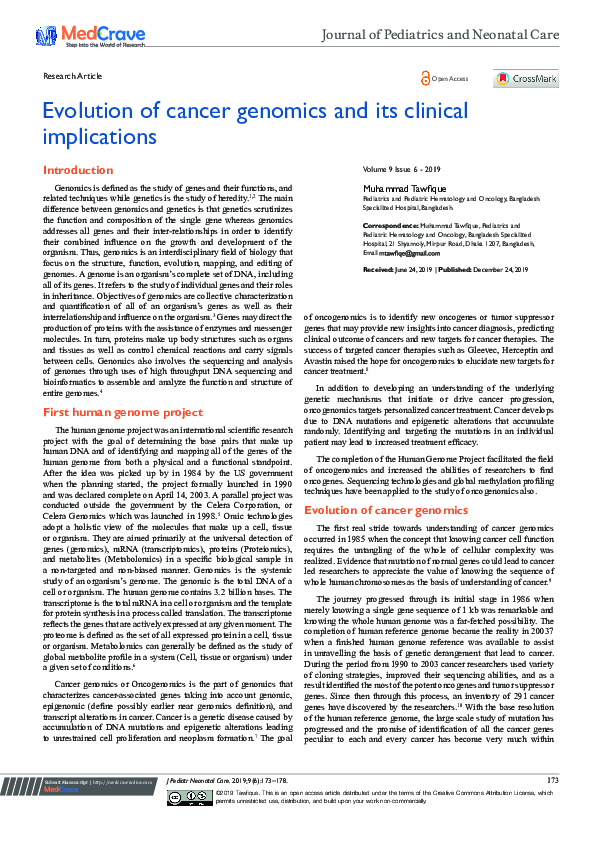 (PDF) Evolution of cancer genomics and its clinical implications