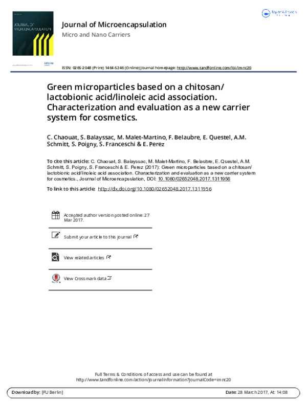 (PDF) Green microparticles based on a chitosan/lactobionic acid ...