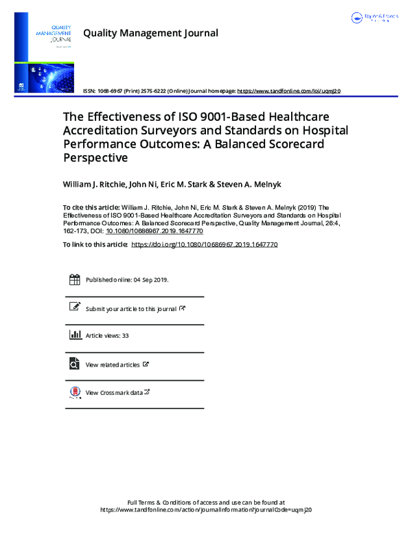(PDF) The Effectiveness of ISO 9001-Based Healthcare Accreditation ...