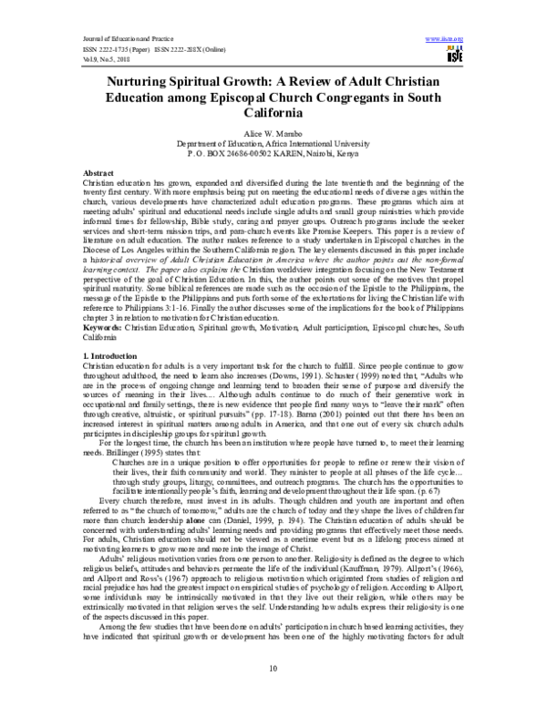 (PDF) Nurturing Spiritual Growth: A Review of Adult Christian Education ...