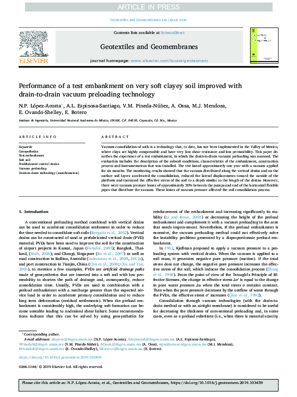 (PDF) Performance of a test embankment on very soft clayey soil ...