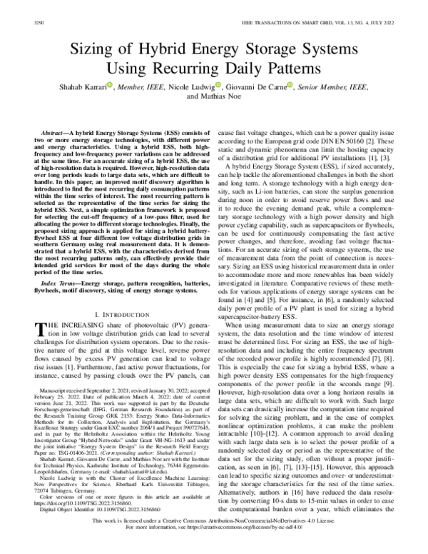 (PDF) Sizing of Hybrid Energy Storage Systems Using Recurring Daily ...