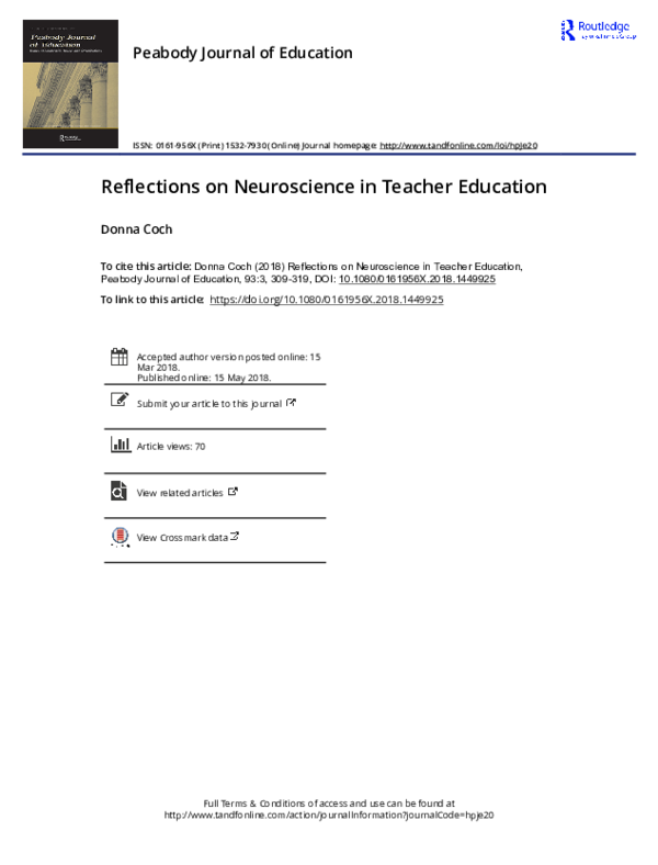 (PDF) Reflections on Neuroscience in Teacher Education