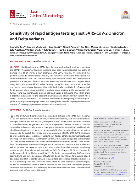 (PDF) Sensitivity of rapid antigen tests against SARS-CoV-2 Omicron and ...