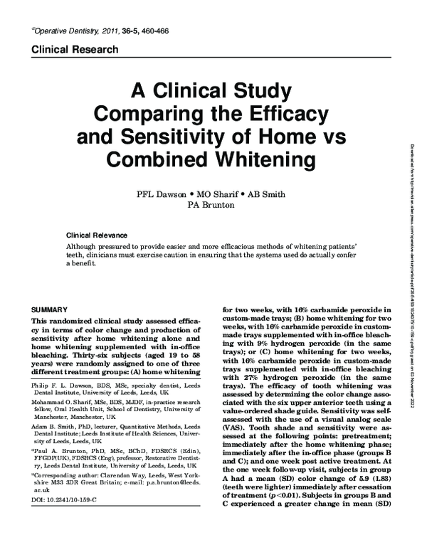 (PDF) A Clinical Study Comparing the Efficacy and Sensitivity of Home ...