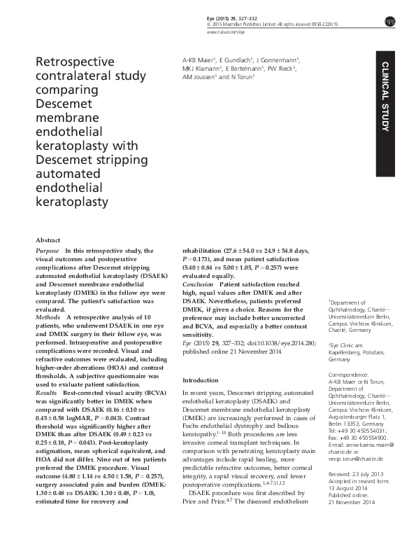 (PDF) Retrospective Contralateral Study Comparing Descemet Stripping ...