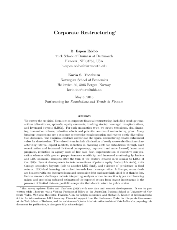 (PDF) Corporate Restructuring