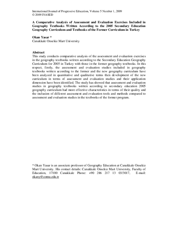 (PDF) A Comparative Analysis of Assessment and Evaluation Exercises ...