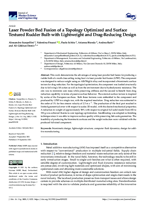 (PDF) Laser Powder Bed Fusion of a Topology Optimized and Surface ...