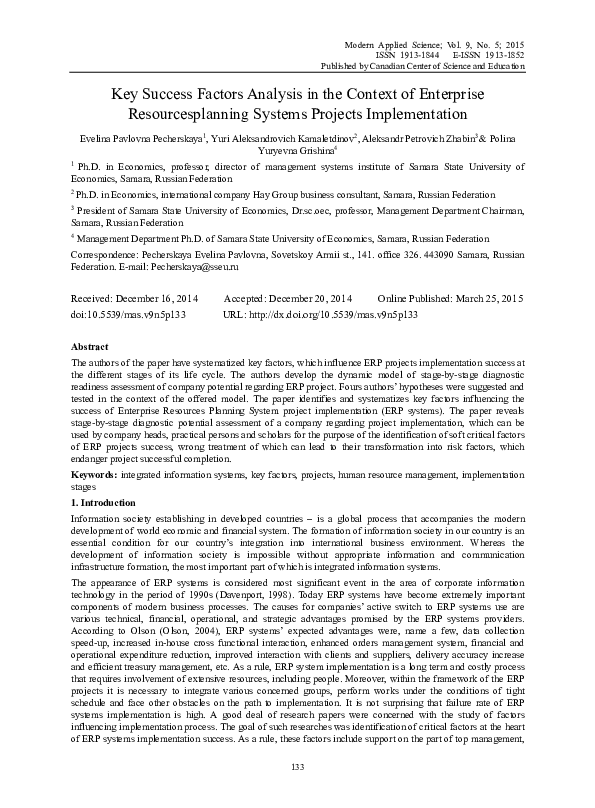 (PDF) Key Success Factors Analysis in the Context of Enterprise ...
