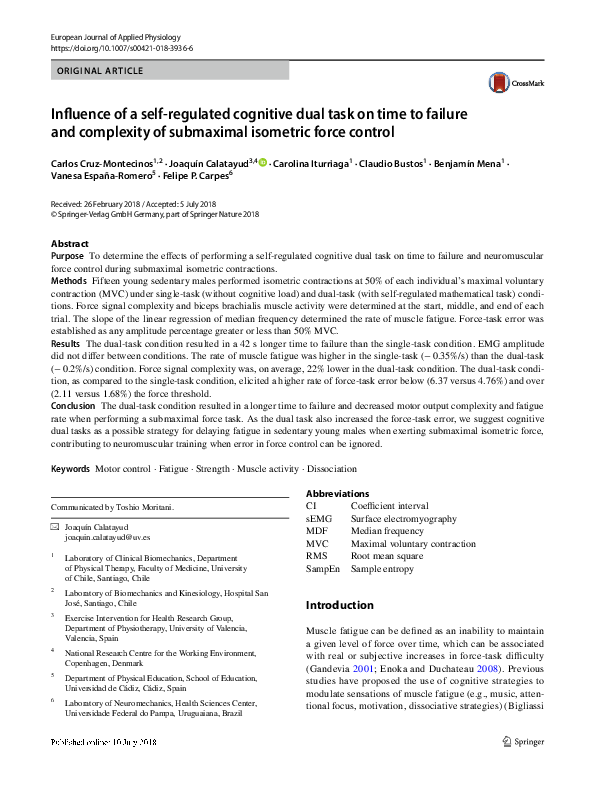 (PDF) Influence of a self-regulated cognitive dual task on time to ...