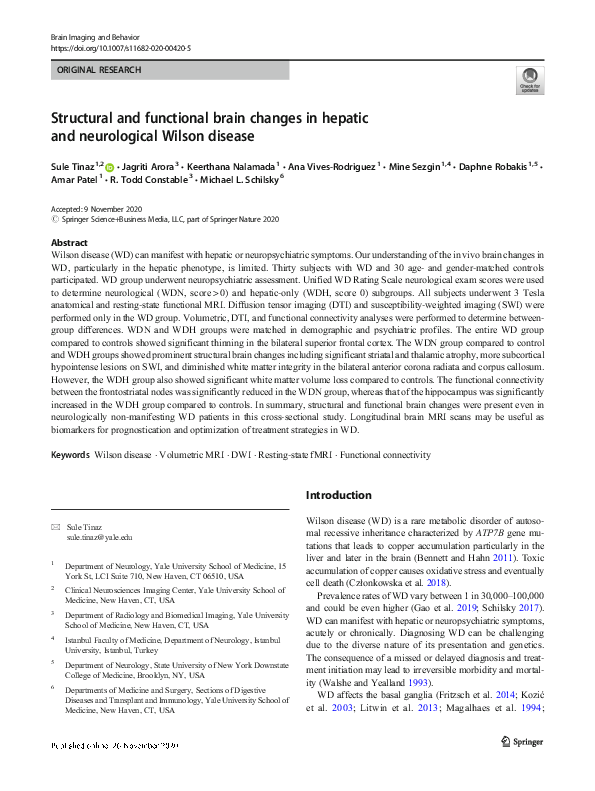 (PDF) Structural and functional brain changes in hepatic and ...