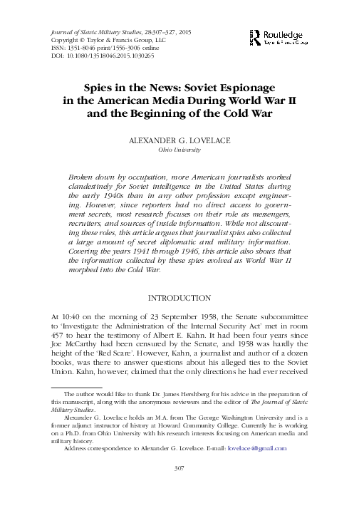 (PDF) Spies in the News: Soviet Espionage in the American Media During ...