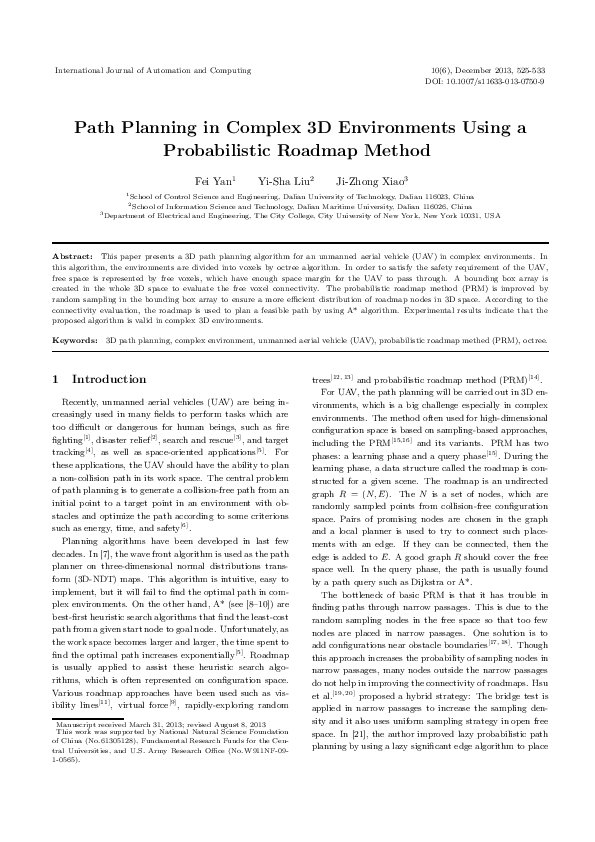 (PDF) Path Planning in Complex 3D Environments Using a Probabilistic ...