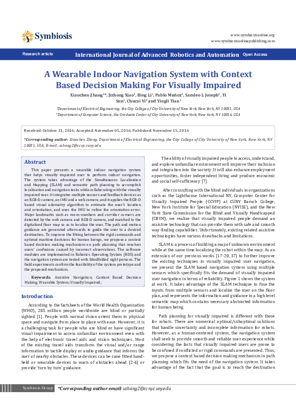 (PDF) A Wearable Indoor Navigation System with Context Based Decision ...